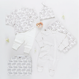 Pink Chicken Nesting Box Baby Take Home Set - Elepahnt Block Print