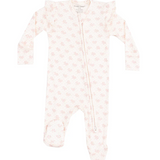 Angel Dear Vintage Mini Bows 2 Way Ruffle Sleeve Zipper Footie