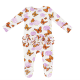 Angel Dear Monarch Butterflies 2 Way Ruffle Zipper Footie