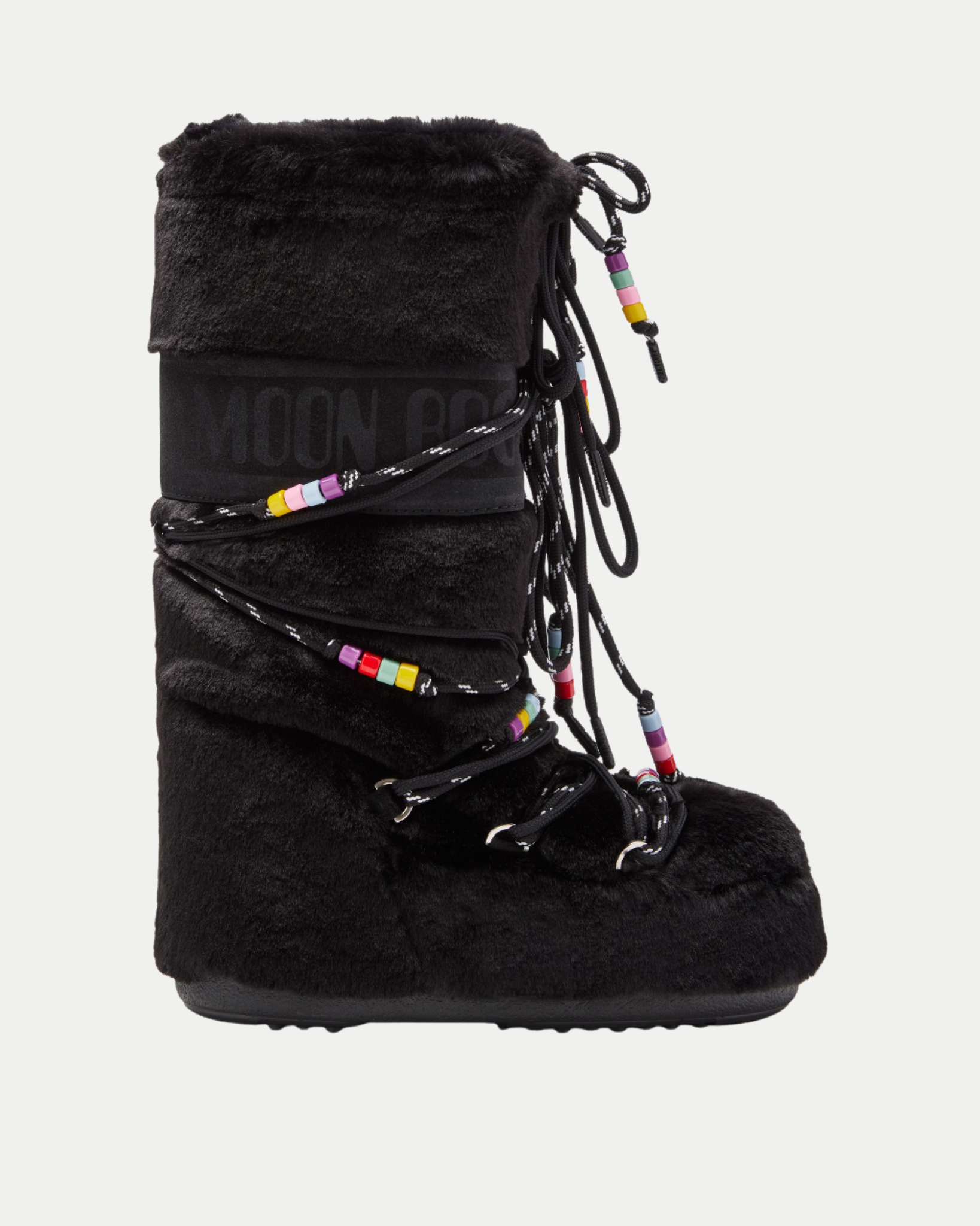 Moon Boot Icon Faux Fur Beads Tall in Black – Skipper & Scout