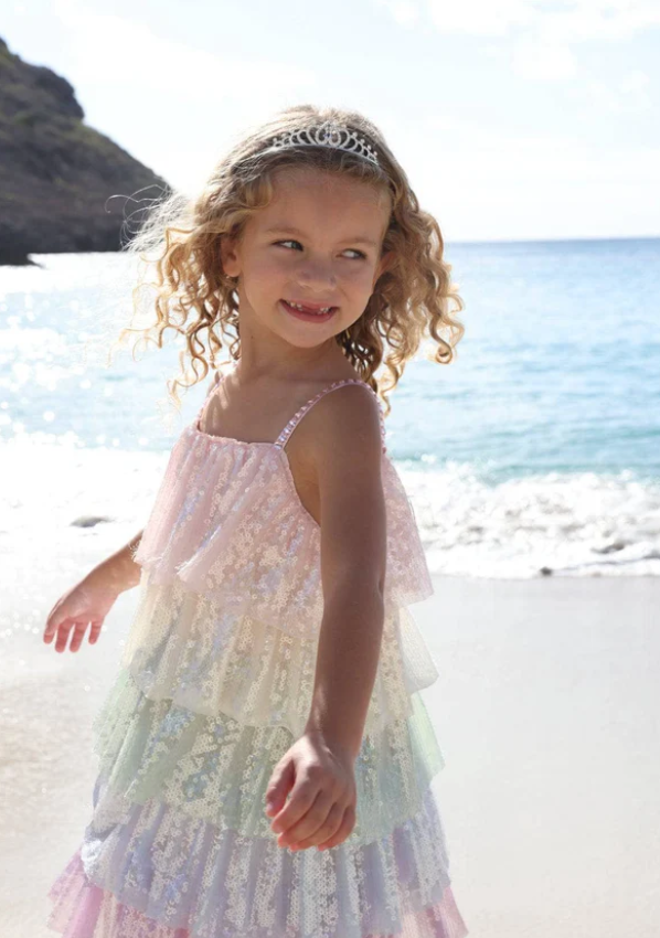 Lola & the Boys Rainbow Sequin Tiered Dress Lola & the Boys Rainbow Sequin Tiered Dress