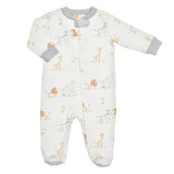 Baby Club Chic Safari Adventure Zip Footie printed - Printed Gray Collar