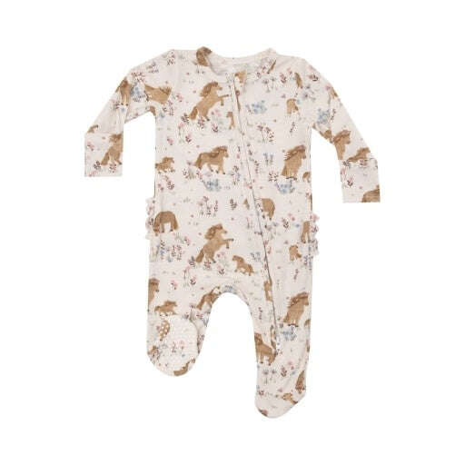 Angel Dear Pretty Ponies - 2 Way Zipper Ruffle Back Footie Skipper & Scout