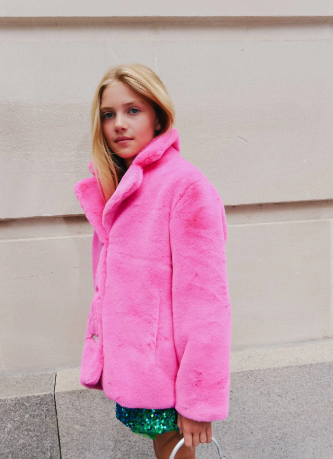 Lola & the Boys Womens Elle Crystal Faux Fur Coat Skipper & Scout