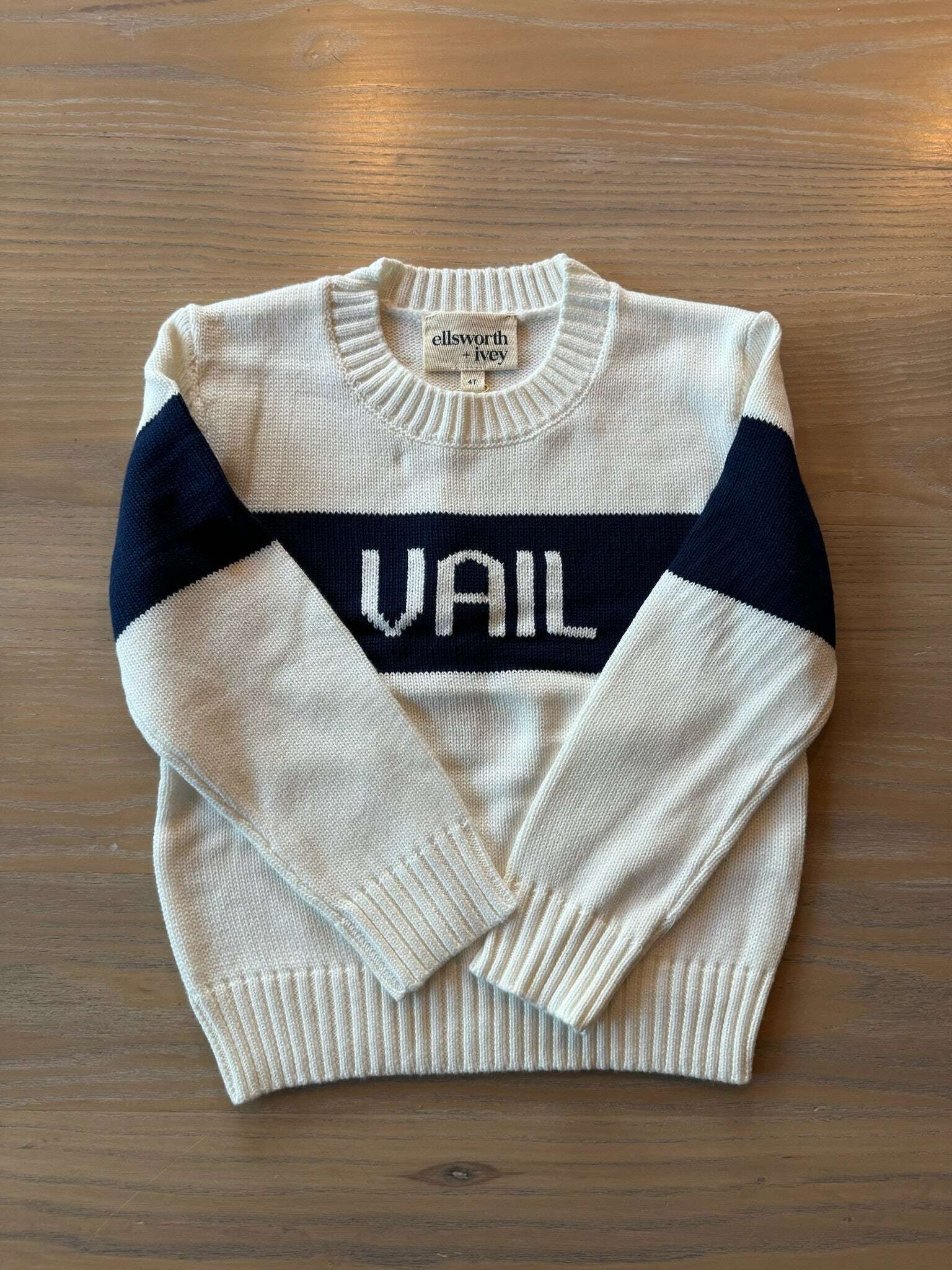 Ellsworth & Ivey Kids Vail Block Crewneck - Ivory/Navy Skipper & Scout