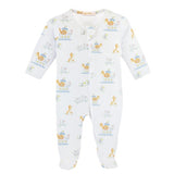 Baby Club Chic Noah's Ark Zip Footie printed - Printed Gray Collar