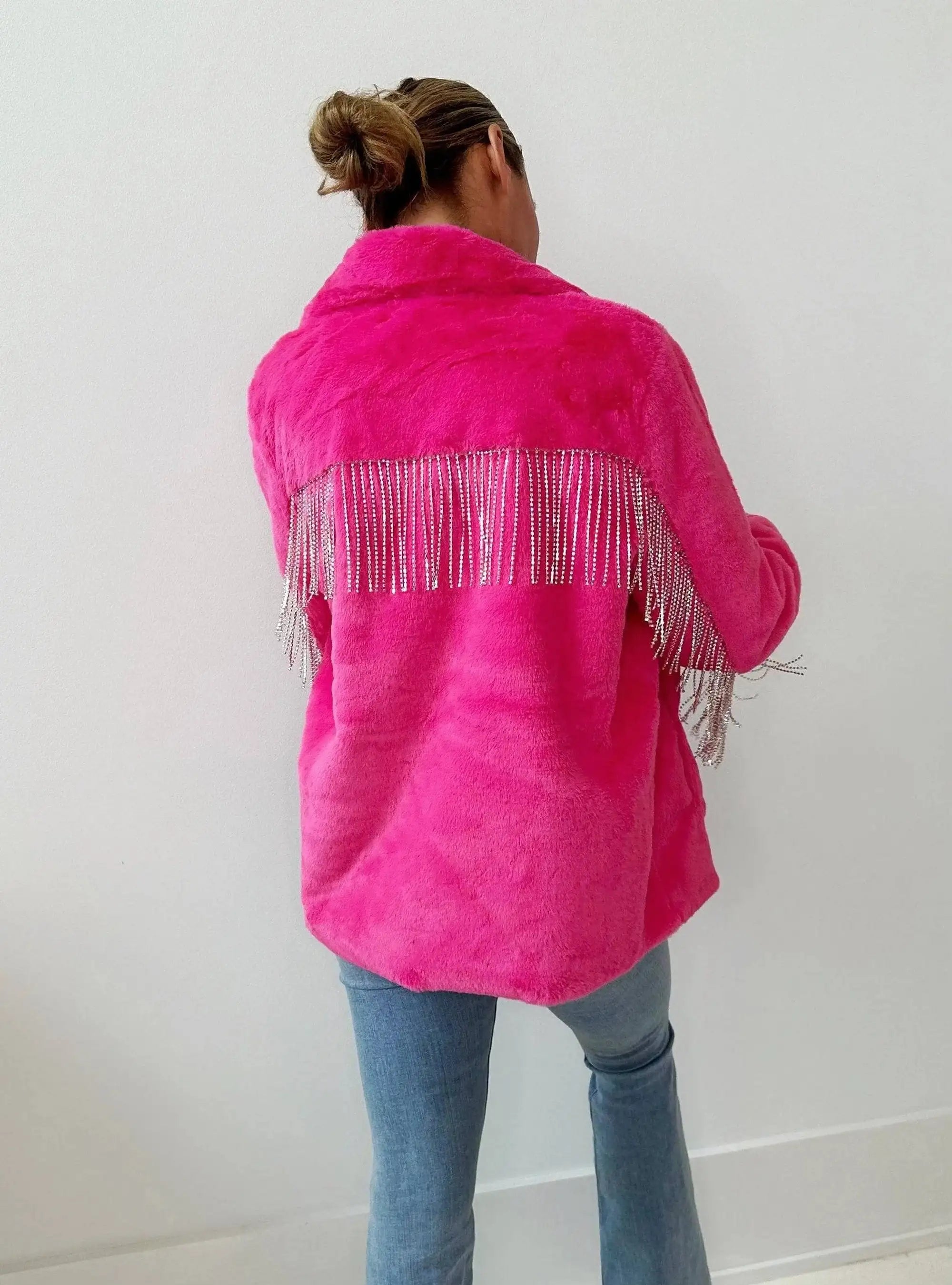 Lola & the Boys Womens Elle Crystal Faux Fur Coat Skipper & Scout