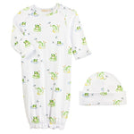 Baby Club Chic Baby Frog Gown Set Printed