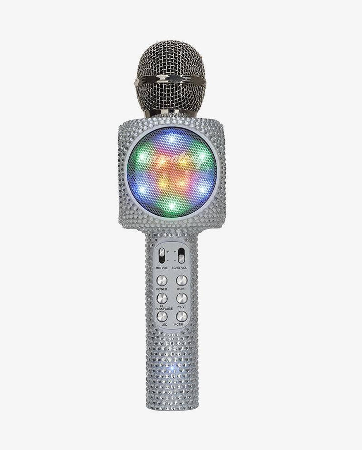 Silver Bling Karaoke Microphone & Bluetooth Speaker