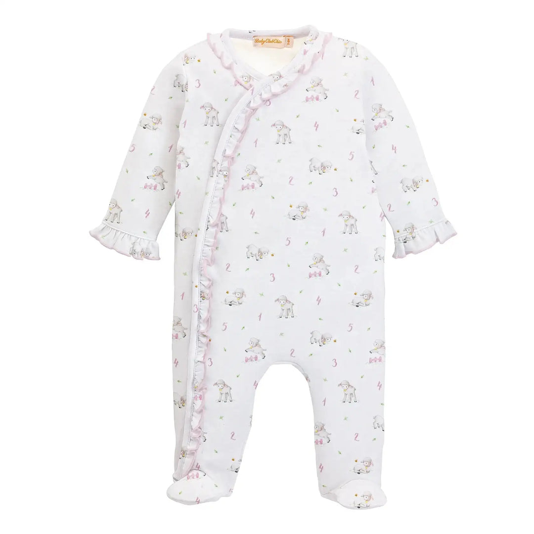 Baby Club Chic Counting Baby Sheep Ruffle Footie Skipper & Scout 