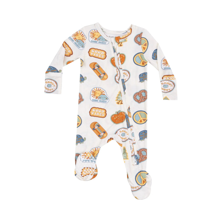 Angel Dear Groovy Vibes Stickers 2 Way Zipper Footie Skipper & Scout 