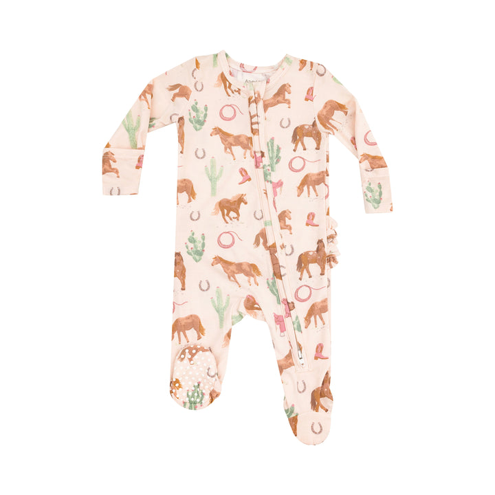 Angel Dear Western Horses Ruffle Back Footie