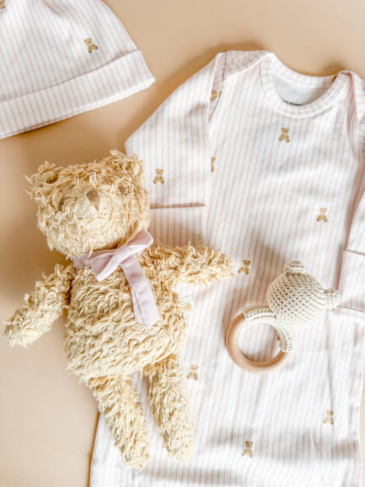 The Blueberry Hill Plush Pink Bow Bear