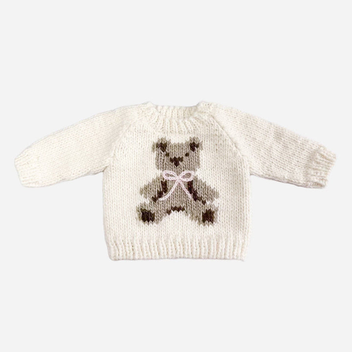 The Blueberry Hill Teddy Bear Sweater Pink Bow
