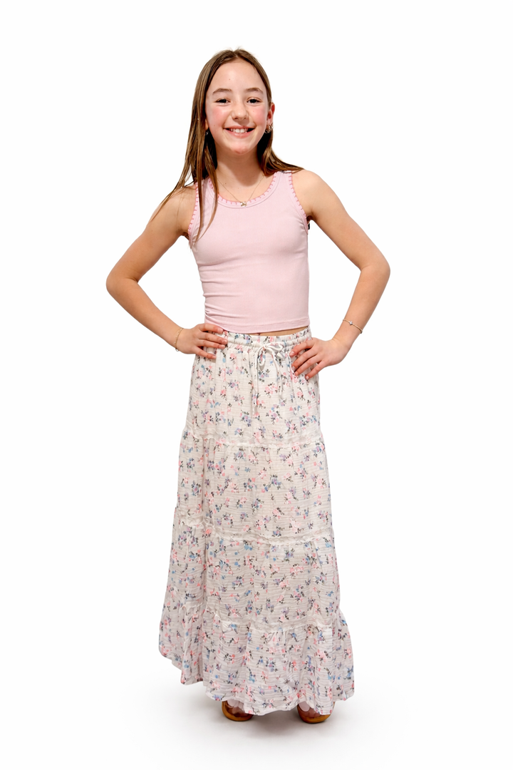 FBZ Sara Floral Print Maxi Skirt