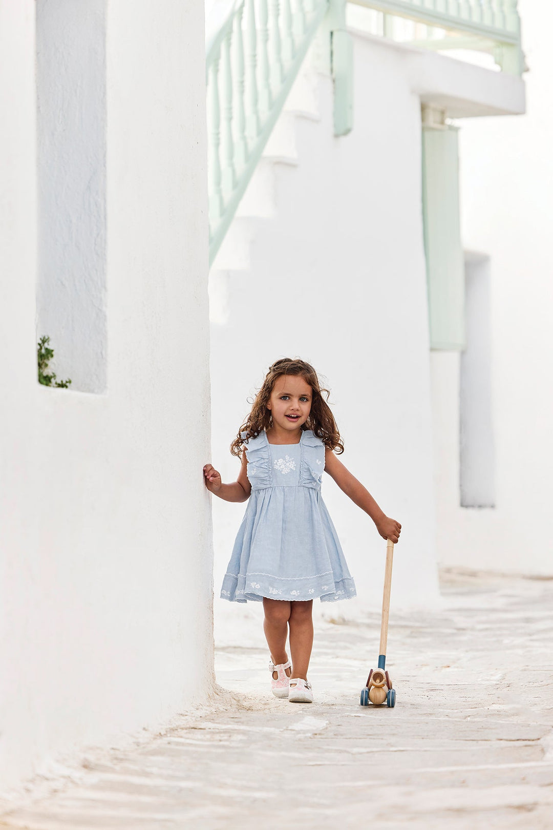 Tartine et Chocolat Linen Embroidery Detail Dress