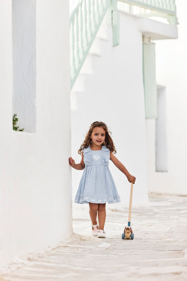 Tartine et Chocolat Linen Embroidery Detail Dress