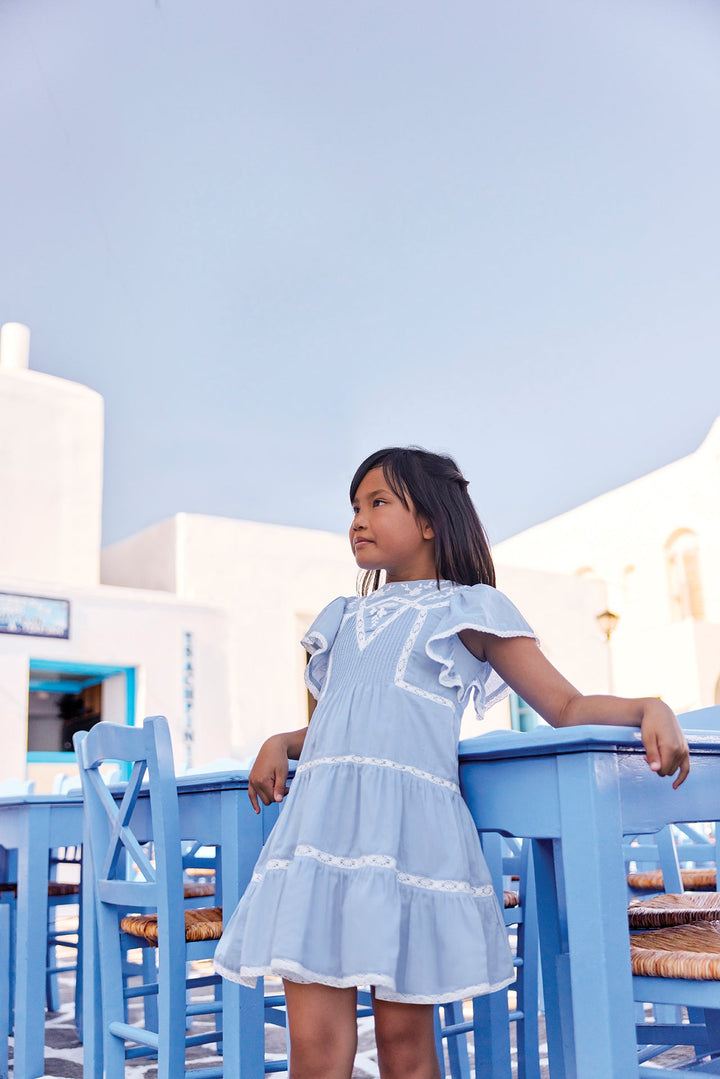 Tartine et Chocolat Flutter Sleeve Lace Detail Dress