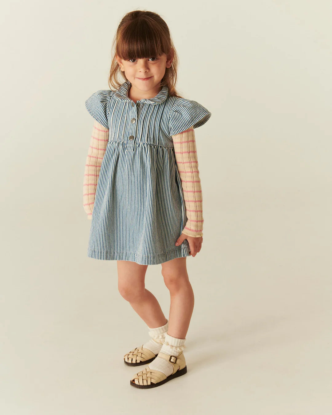 Copenhagen Colors Frill Sleeve Striped Dress