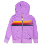 Aviator Nation Kids 5 Stripe Zip Hoodie - Neon Purple