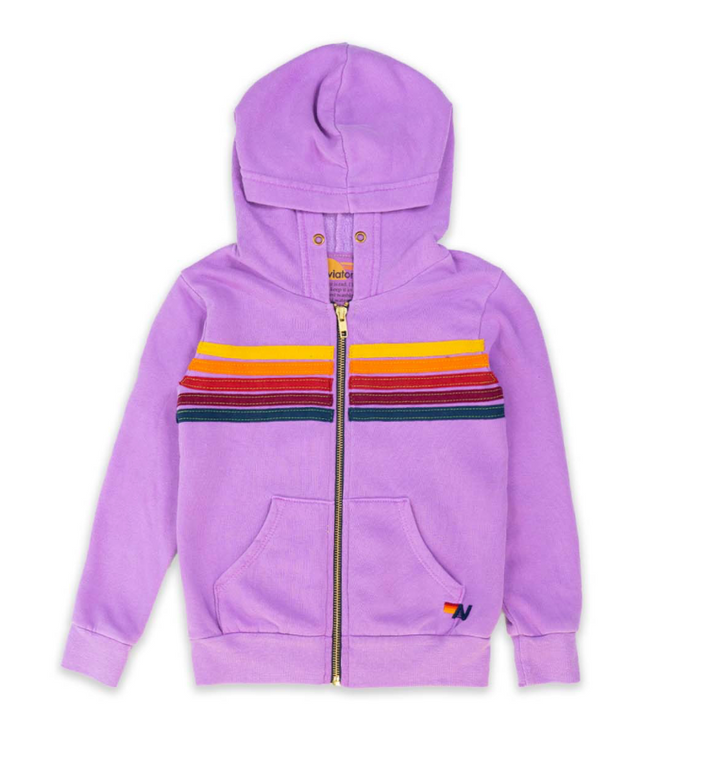 Aviator Nation Kids 5 Stripe Zip Hoodie Skipper & Scout 