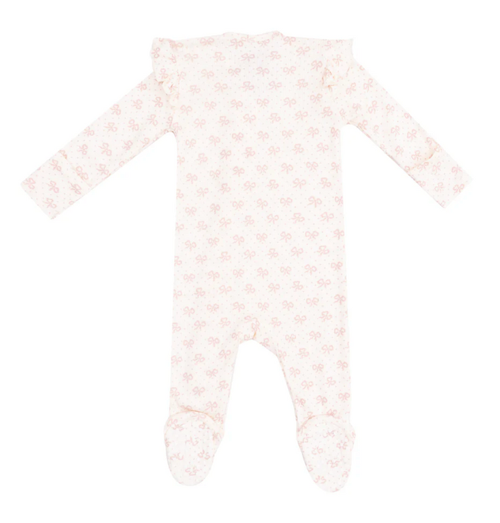 Angel Dear Vintage Mini Bows 2 Way Ruffle Sleeve Zipper Footie Skipper & Scout 