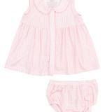 Angel Dear Mini Gingham Peter Pan Button Front Dress