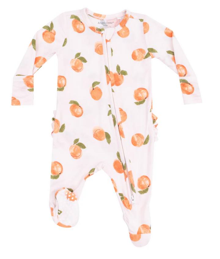 Angel Dear Watercolor Peaches 2 Way Zipper Ruffle Back Footie Skipper & Scout 