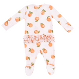 Angel Dear Watercolor Peaches 2 Way Zipper Ruffle Back Footie