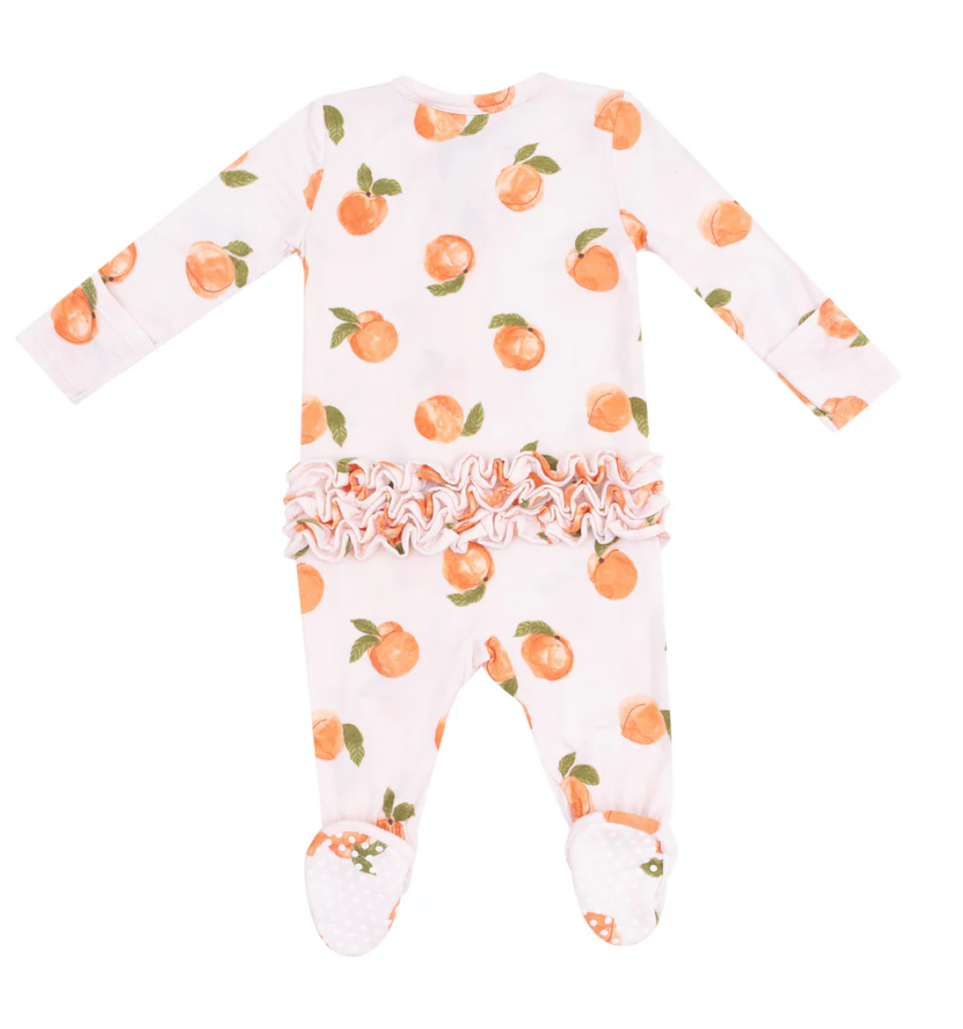 Angel Dear Watercolor Peaches 2 Way Zipper Ruffle Back Footie Skipper & Scout 