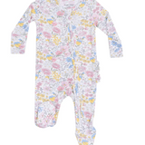 Angel Dear Viola Floral 2 Way Zipper Ruffle Back Footie
