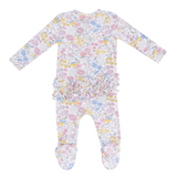 Angel Dear Viola Floral 2 Way Zipper Ruffle Back Footie
