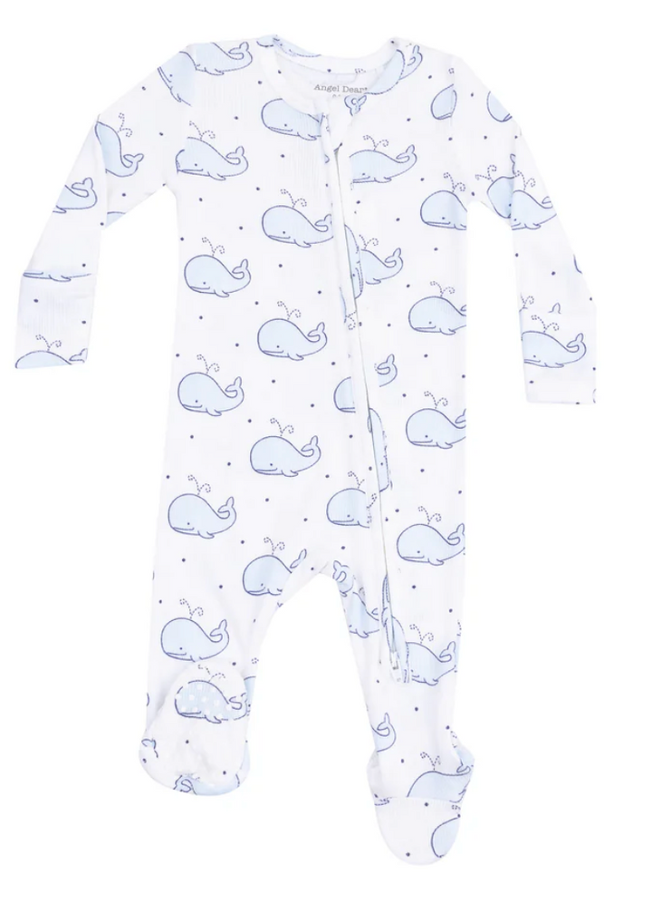 Angel Dear Bubbly Whale Ribbed 2 Way Zipper Footie Skipper & Scout 