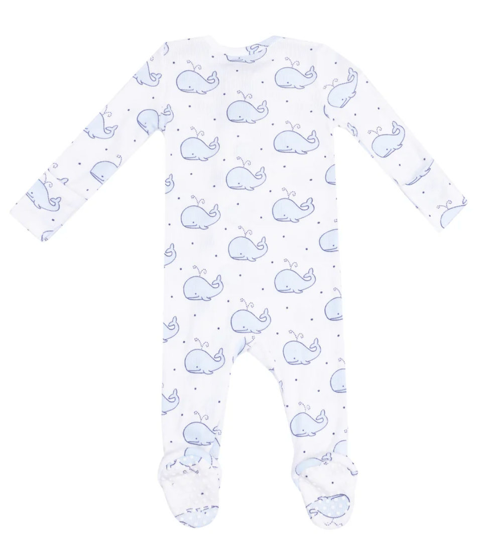 Angel Dear Bubbly Whale Ribbed 2 Way Zipper Footie Skipper & Scout 