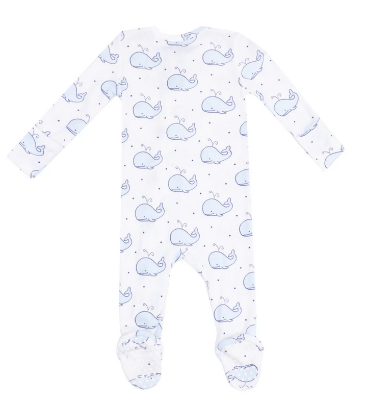 Angel Dear Bubbly Whale Ribbed 2 Way Zipper Footie Skipper & Scout 