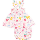 Angel Dear Colorful Bows Ruffle Strap Smocked Top SET