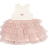 Angel Dear Bows Ribbed Layered Tulle Dress