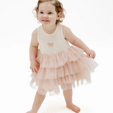 Angel Dear Bows Ribbed Layered Tulle Dress