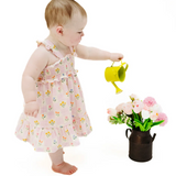 Angel Dear Floral Check Smocked Ruffle Sundress