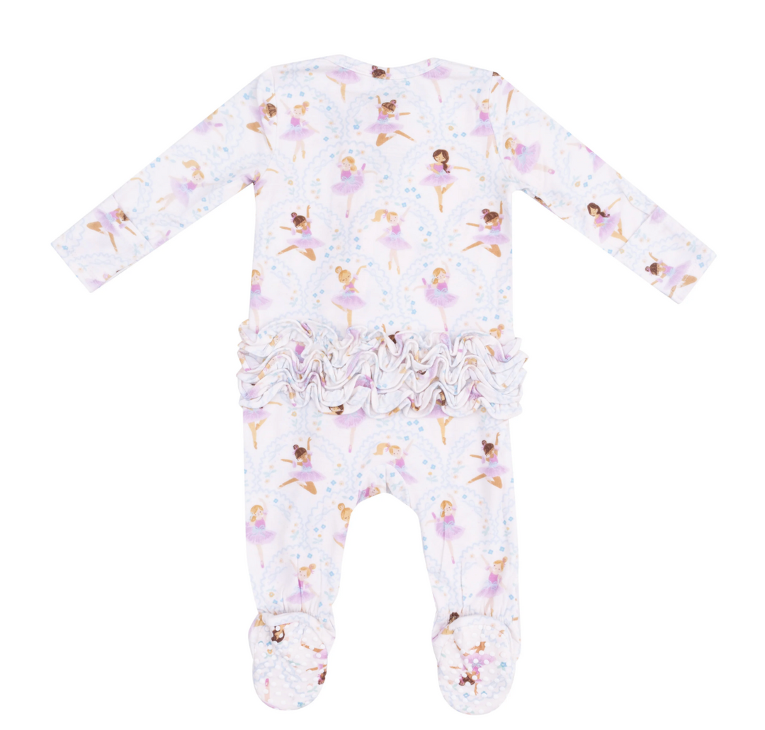 Angel Dear Bow Ballerinas 2 Way Ruffle Zipper Footie Skipper & Scout 