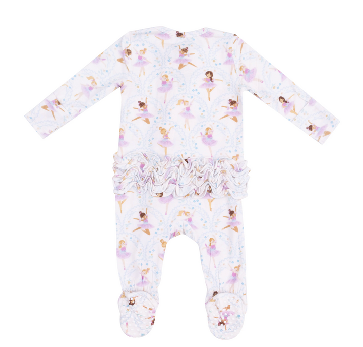 Angel Dear Bow Ballerinas 2 Way Ruffle Zipper Footie Skipper & Scout 