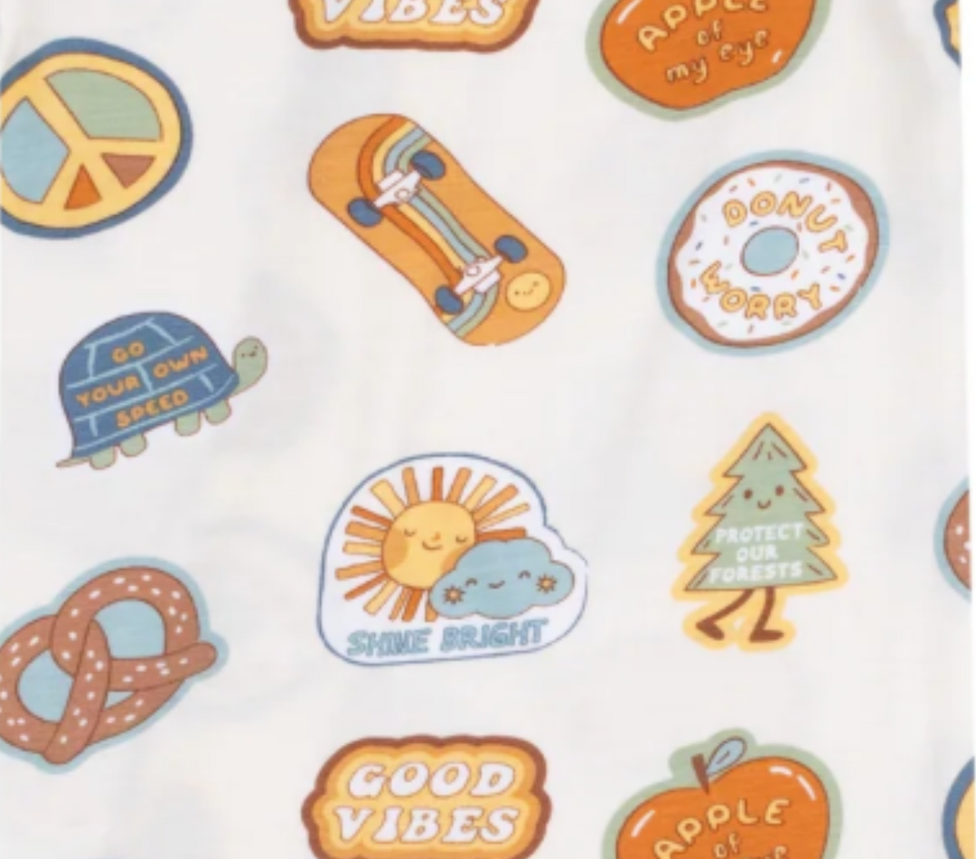 Angel Dear Groovy Vibes Stickers 2 Way Zipper Footie Skipper & Scout 