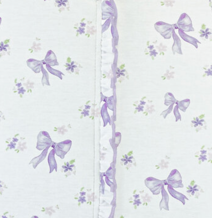 Baby Club Chic Bows Printed Ruffle Zip Footie Skipper & Scout 