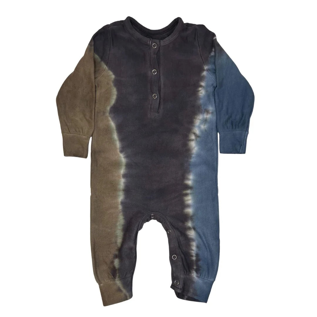 Fairwell Clutch Onesie in Wing tie-dye, a long sleeve baby one-piece with snap closures