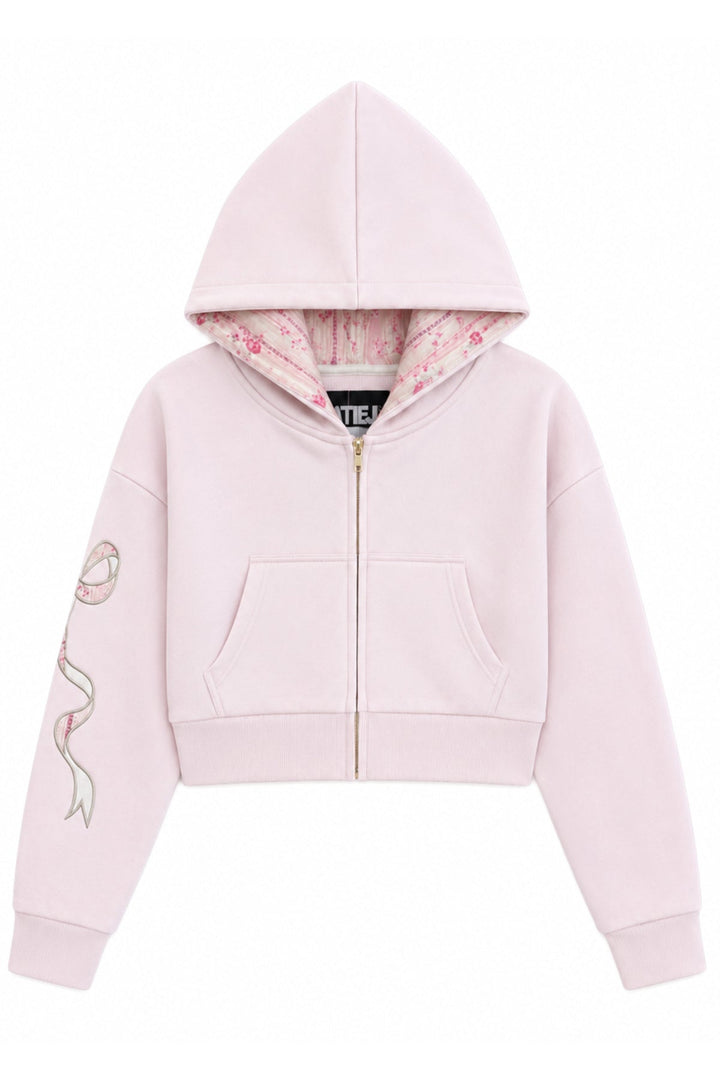 KatieJNYC Dylan Bow Cropped Zip Up