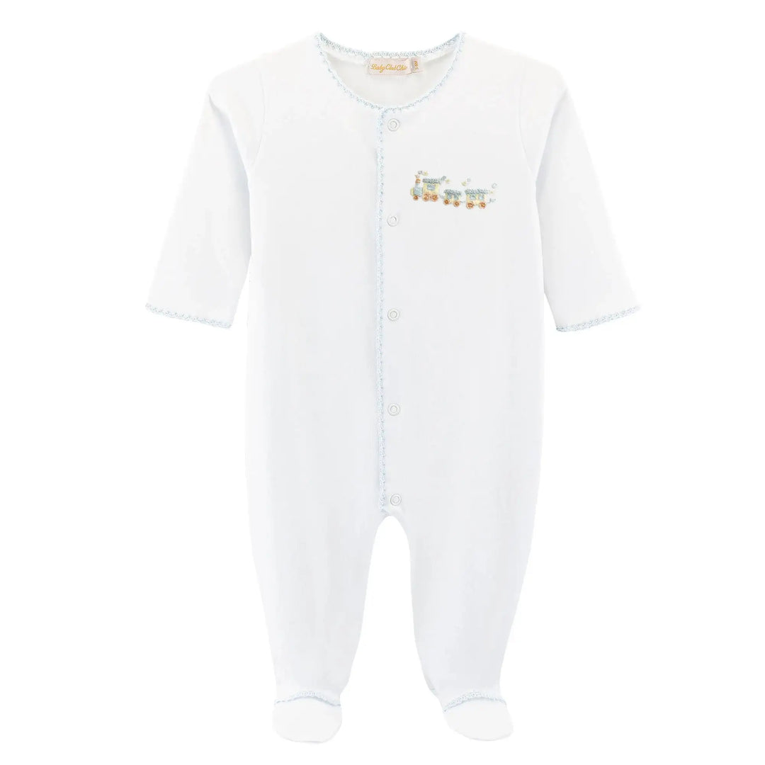Baby Club Chic Little Train Footie w Crochet Skipper & Scout 