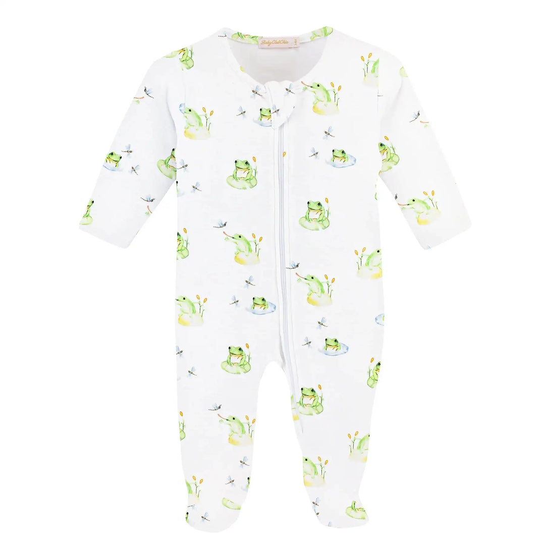 Baby Club Chic Baby Frog Zip Footie Printed Skipper & Scout 