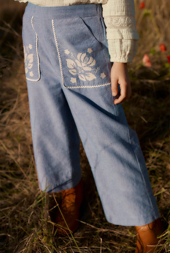 Louise Misha Flofi Embroidered Wide Leg Jeans