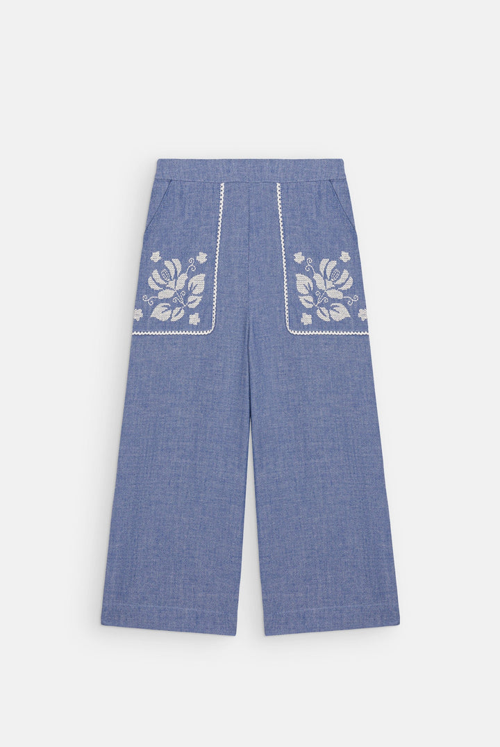 Louise Misha Flofi Embroidered Wide Leg Jeans
