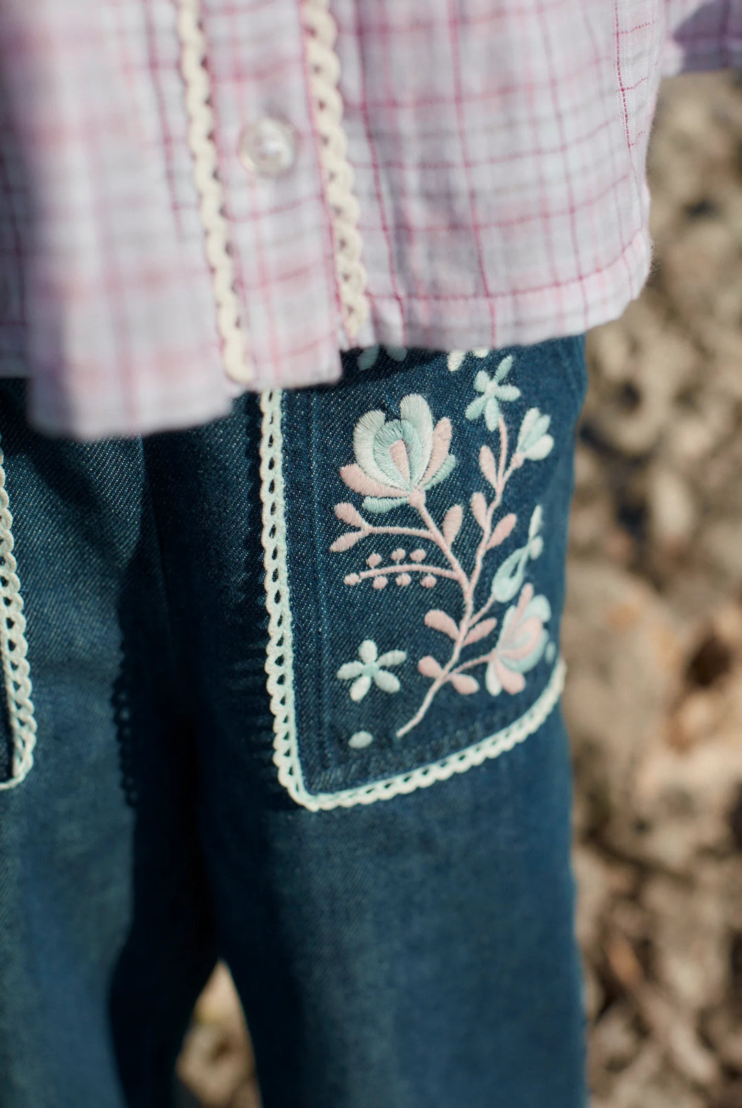 Louise Misha Flofi Embroidered Wide Leg Jeans